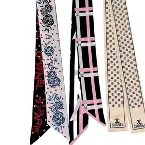 Set of (3) Multicolor Silk Fashion Twilly Set